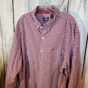 IZOD  Big Man's Button Down XXL  burgandy And White Preppy College